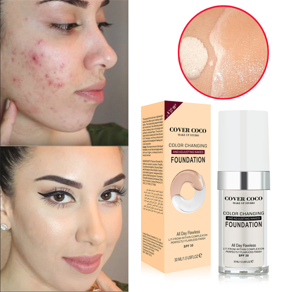 Color Changing Liquid Foundation Temperature Changing Complexion Liquid Foundation Color Changing Brightening Concealer Liquid Bb Cream
