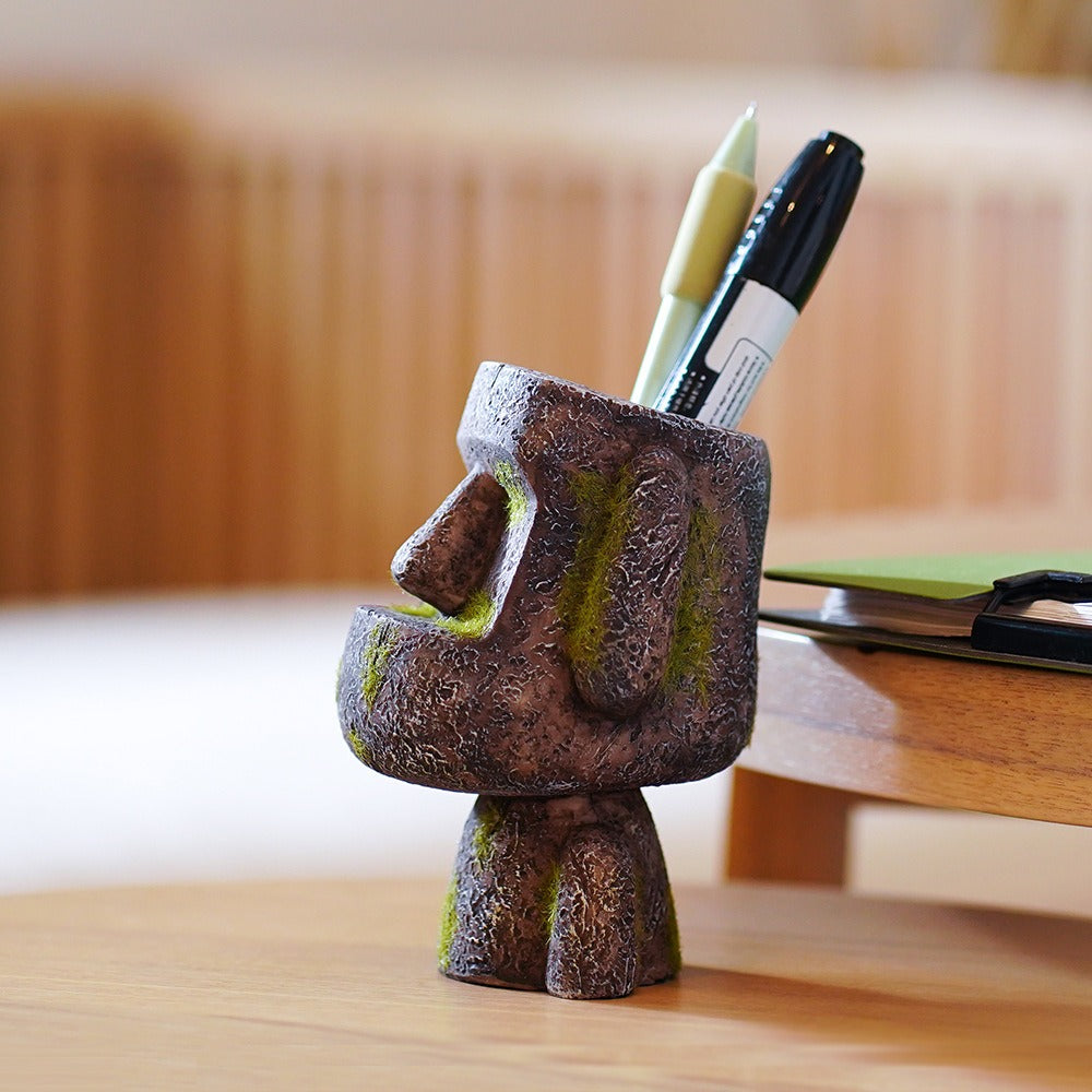 3D Resurrection Island Stone Statue Pen Holder Bathroom Storage Decoration Resin