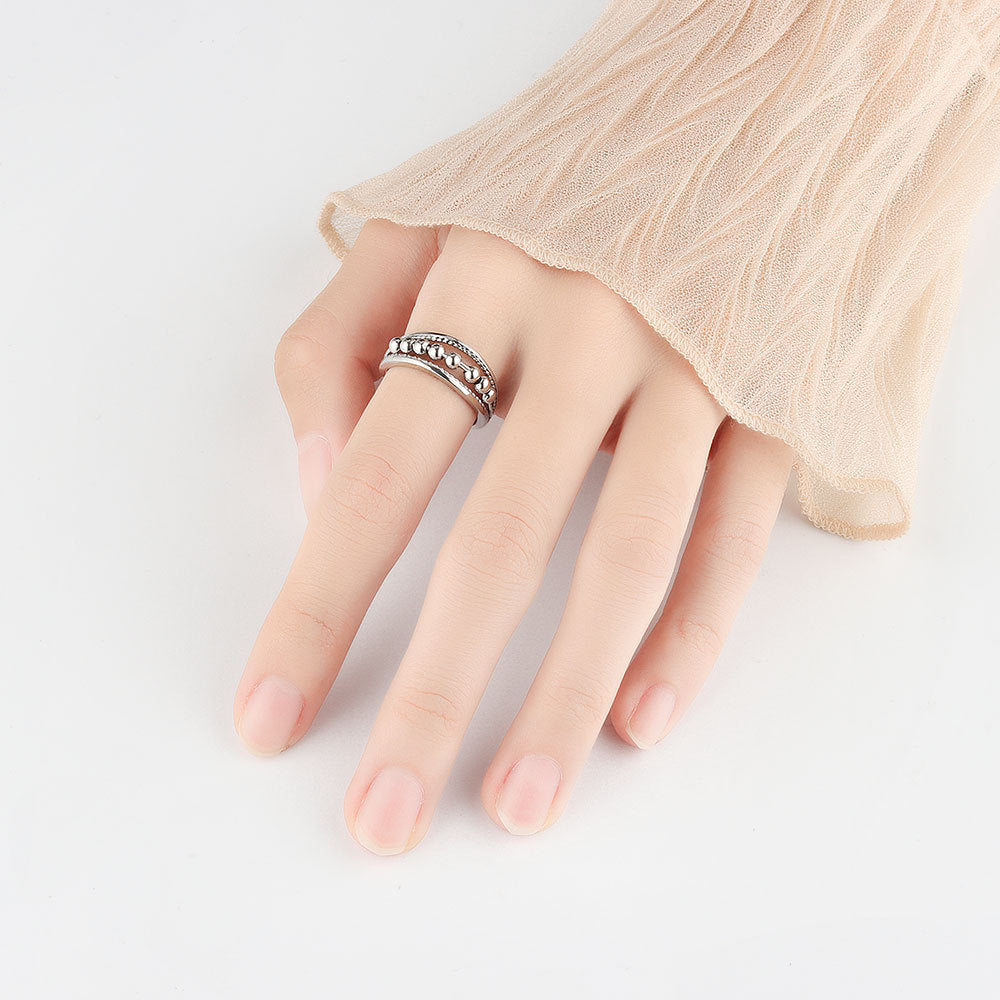 Wave point flexible bead rotatable ring versatile accessory with movable index finger ring for women