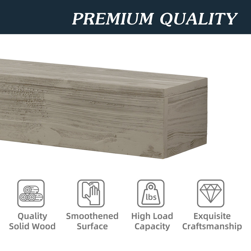 72" Rustic Wood Fireplace Mantel,Wall-Mounted & Floating Shelf for Home Decor