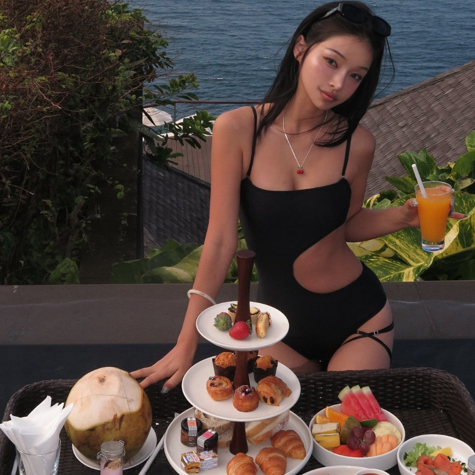 Unique Design Sleeveless  Crop Top Bodysuit Swimwear