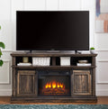 Entertainment console multifunctional sliding door cabinet with 23 inch fireplace 58.11 '* 15.79' * 32.36 'antique brown