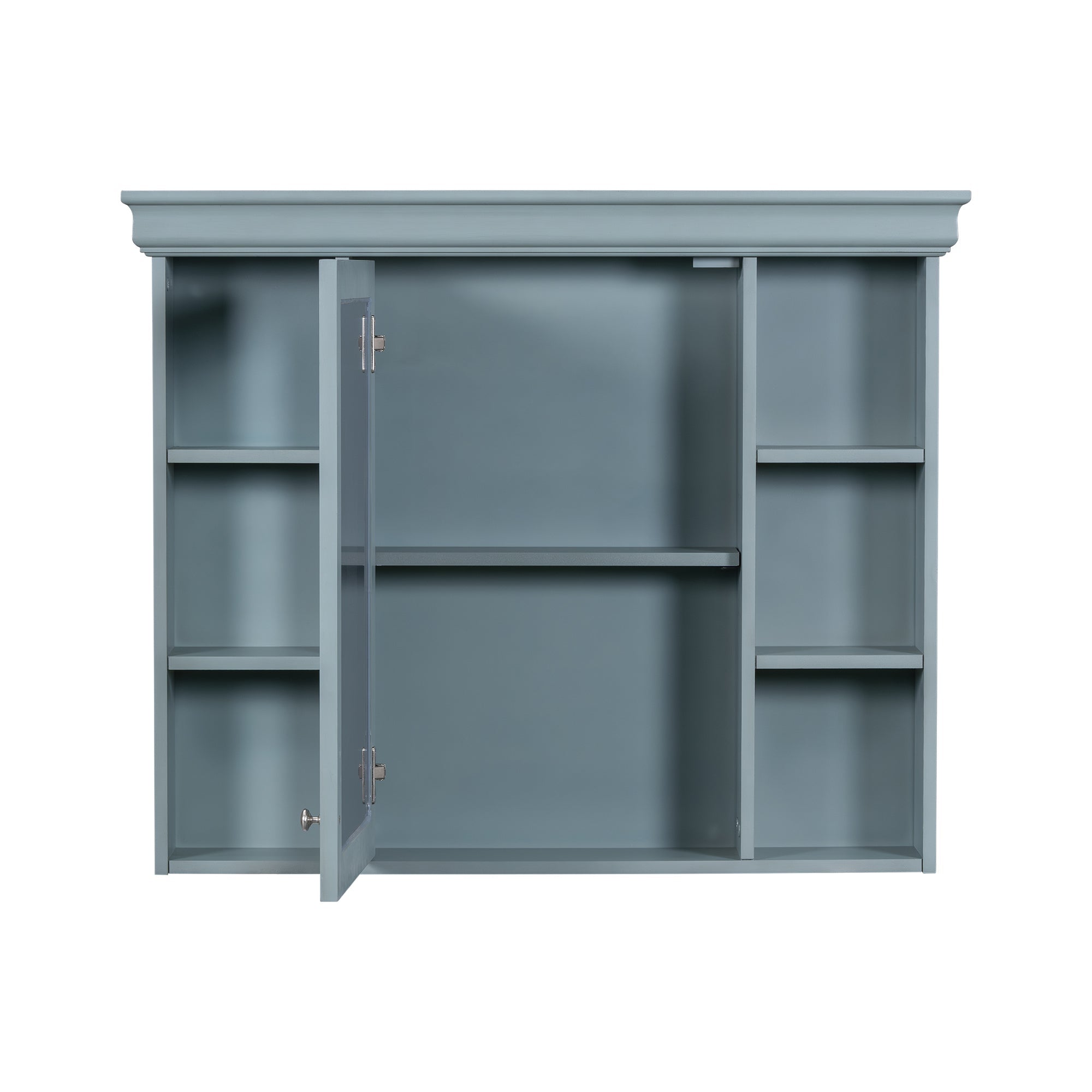36 inch modern mirror cabinet with adjustable shelves, 2 soft closing doors, and 6 drawer storage cabinet door organizers