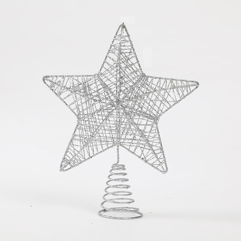 Christmas decoration three-dimensional iron hollow tree top star Christmas tree accessories decoration pendant