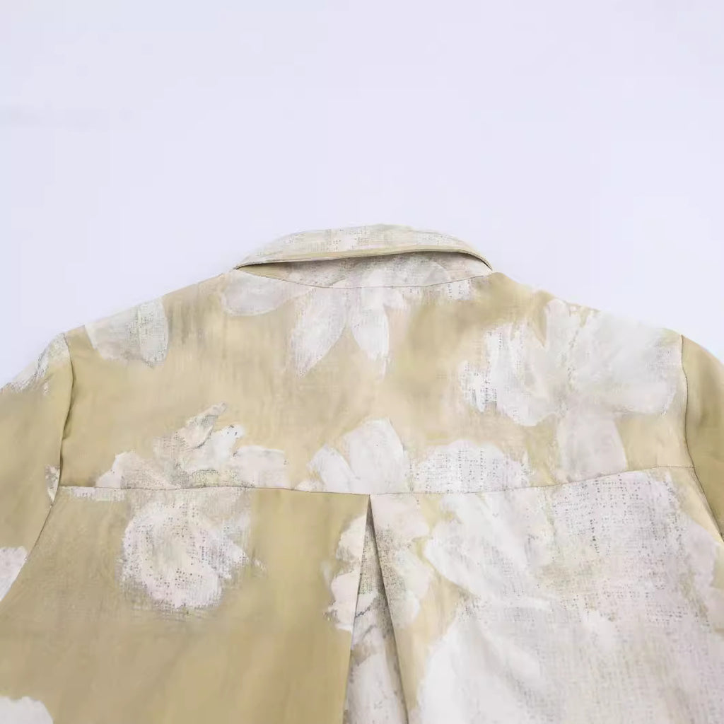 Women's floral print silk textured shirt and pants