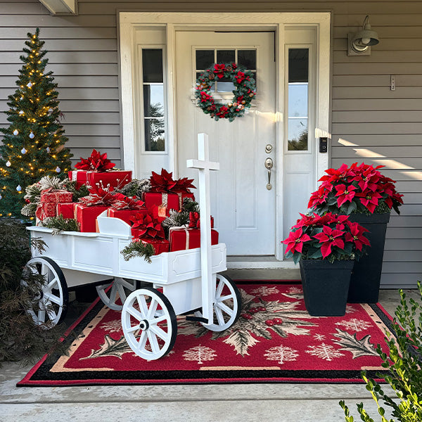 54 Inch Wood and Iron White Display Rolling Cart