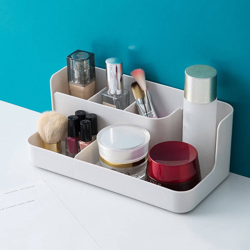 1pc Desktop Sundries Finishing Container Cosmetic Storage Partition Box Makeup Holder Stand Toiletries Plastic Case Organizer