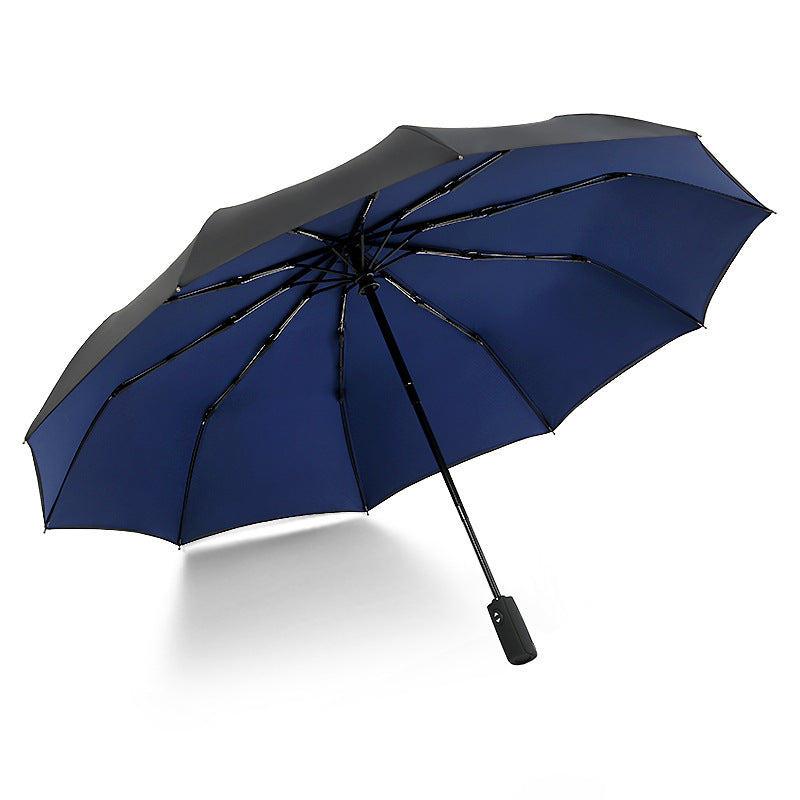 Fully automatic double-layer 10 bone rain and wind resistant triple fold men's business