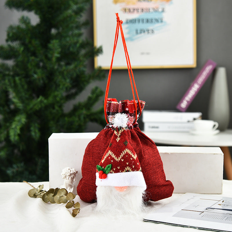 Christmas Faceless Doll Tote Bag Creative Christmas Apple Bag Candy Bag Christmas Gift Bundle Pocket