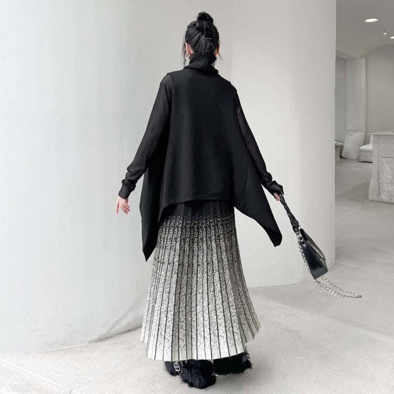 Gradient Knitted Half Skirt Body Women's Loose A-line Skirt