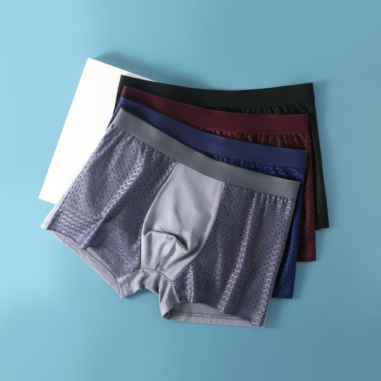 Cool Knitted Fabric Mesh Shorts Adult Men'S Boxers Knitted Fabric Boxers Men's Comfortable Boxer Underwear