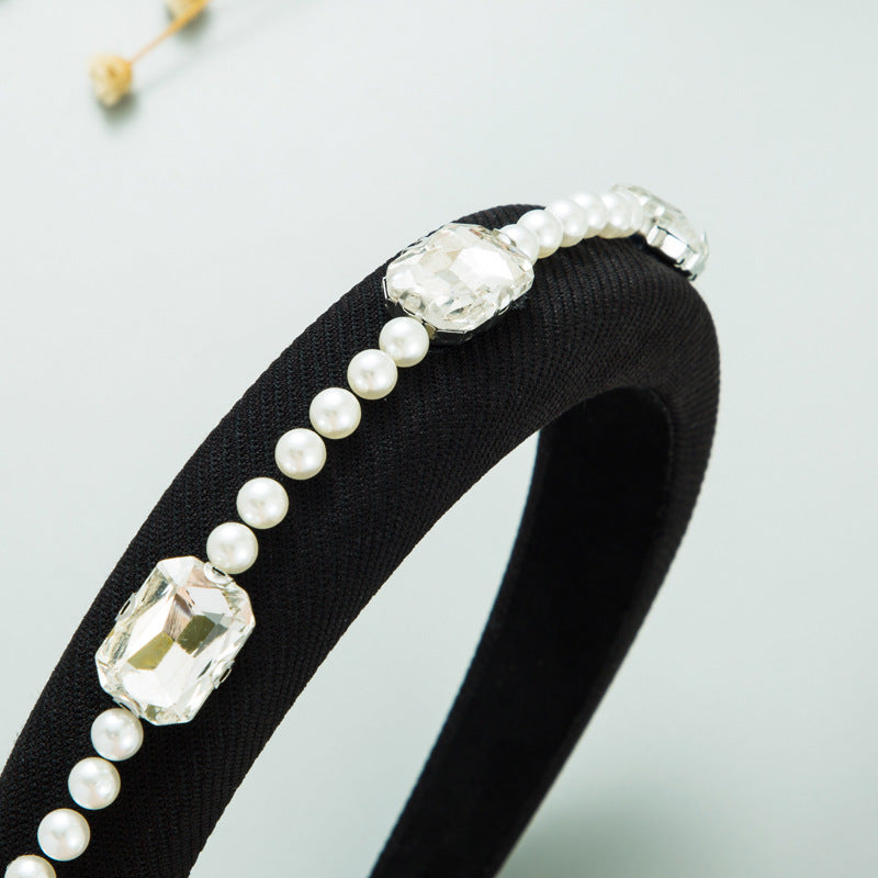 New Rhinestone Pearl Hair Adornment Femininity Light Luxury Net Red Hundred Band Head Accessories