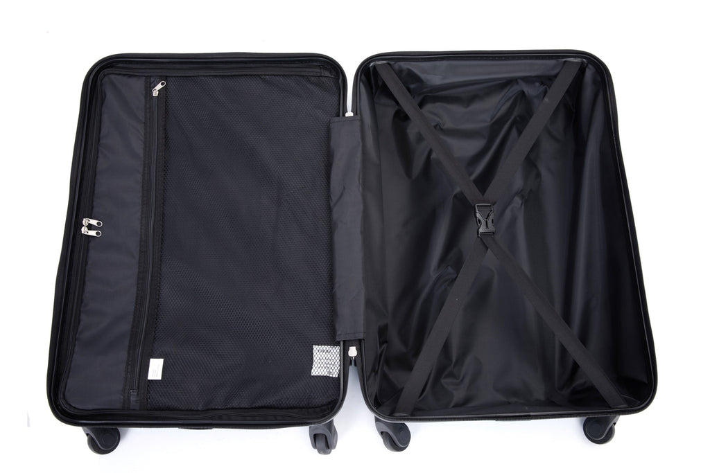 3 Piece Luggage Sets PC+ABS Lightweight Suitcase with Two Hooks Spinner Wheels (20/24/28) Red