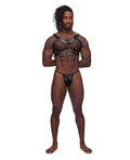 Leather Gemini Double Ring Harness Black O/S
