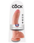 King Cock 9" Big Dildo with Balls | Flesh Suction Cup Dildo | Large Dildo | Realistic Dildo