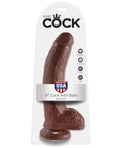 King Cock 9" Big Dildo with Balls | Brown Suction Cup Dildo | Large Dildo | Realistic Dildo