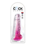 King Cock Large Dildo | Clear 8" Big Dildo with Balls | Pink Dildo | Suction Cup Dildo