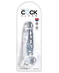 King Cock Large Dildo | Clear 8" Big Dildo with Balls | Suction Cup Dildo | Realistic Dildo