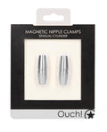 Shots Ouch Sensual Cylinder Magnetic Nipple Clamps - Silver