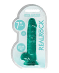 Shots RealRock Realistic Dildo | Clear 7" Big Dildo with Balls | Turquoise Suction Cup Dildo