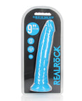 Shots RealRock 9" Big Dildo | Slim Neon Blue Anal Dildo | Glow in the Dark Suction Cup Dildo