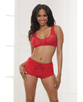Knit Bralette & Cheeky Shorts Flame Scarlet XL