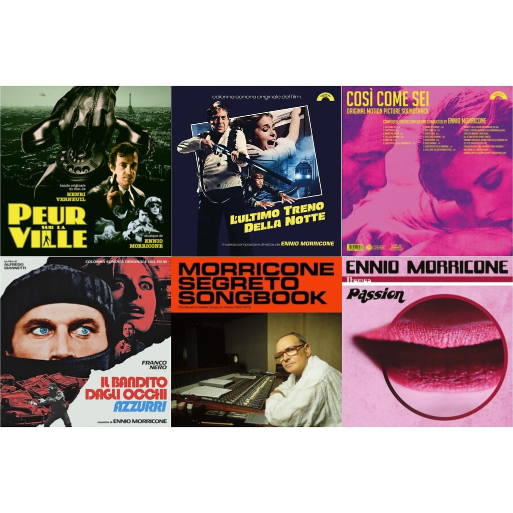 Ennio Morricone - Peur Sur La Ville (Gatefold Sleeve Designed By Eric Adrian Lee) & L’Ultimo Treno Della Notte (Yellow LP Vinyl) & Così Come Sei Ost (Limited/180G/Solid Pink LP Vinyl) & Blue-Eyed Bandit (Il Bandito Dagli Occhi Azzurri) Ost (Blue LP