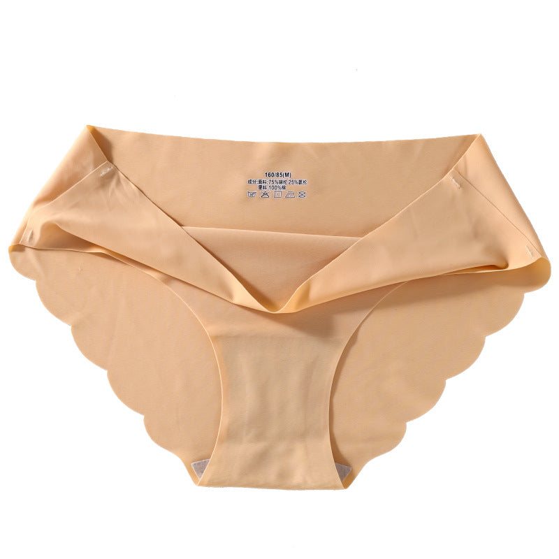 4-pack ice silk seamless underwear, women's one-piece summer ice silk fabric bottom pants, mid waist plus size sexy triangle pants