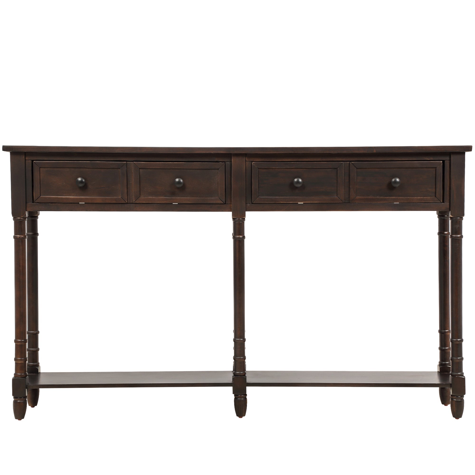 TREXM Console Table Sofa Table Easy Assembly with Two Storage Drawers and Bottom Shelf for Living Room Entryway (Espresso)