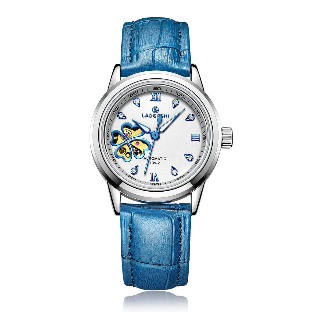 LAOGESH Women's Fully Automatic Mechanical Watch Fashion Hot Selling Night Glow Genuine Leather Steel Band Couple Watch
