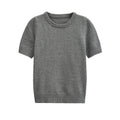 European and American style women's new French niche wool short sleeved round neck top