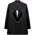 Design sense: Diamond studded backless hollow black suit jacket for women, autumn and winter explosive street love diamond versatile loose suit