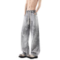Leather Rayon Denim Pants Men Printed Casual Pants Men Trendy Vintage Retro Long Pants