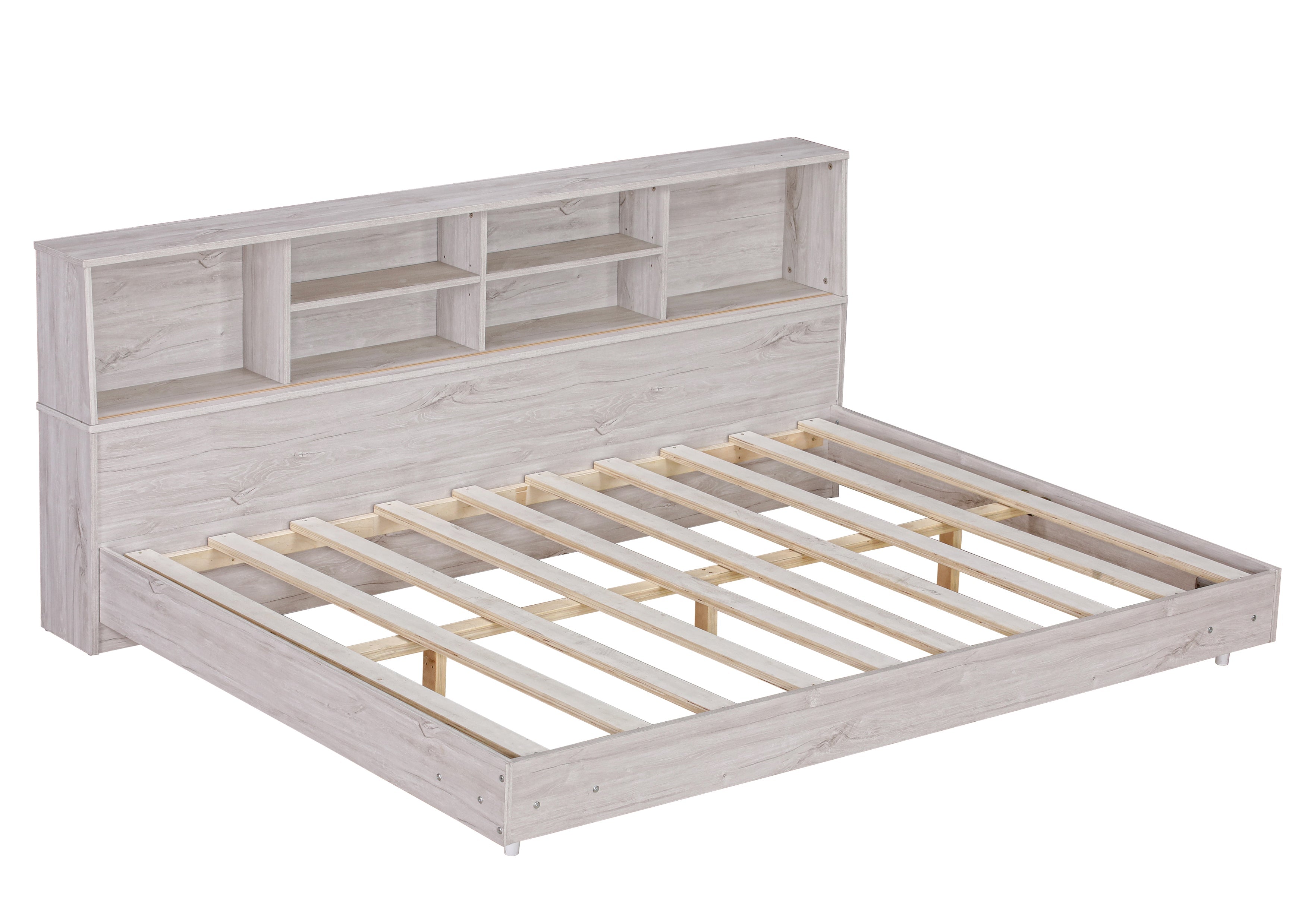 Full Size Daybed Frame with Storage Bookcases White Oak