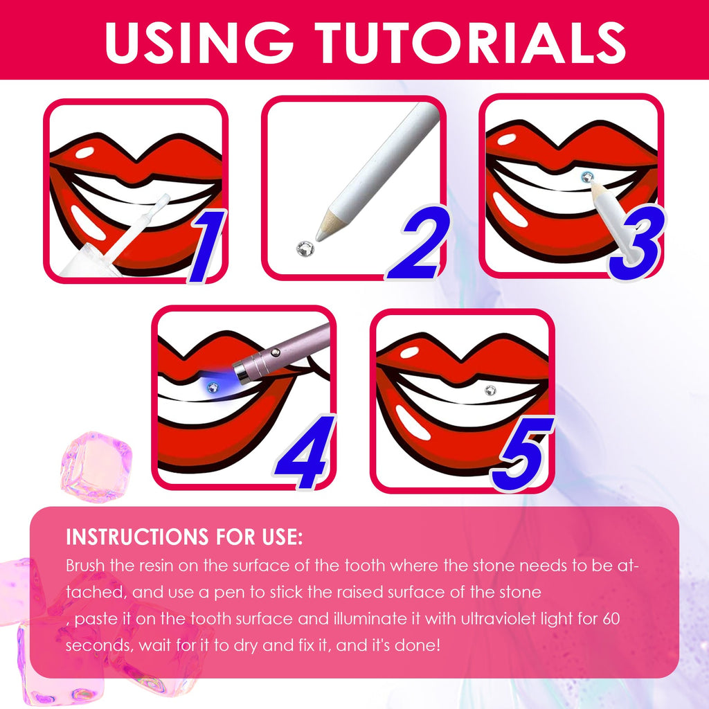 Tooth Gem Kit, Accessories Easy To Remove And Install Crystal Dental Drill Tooth Embellish Glitter Stick