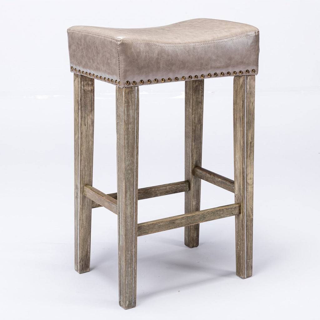 Counter Height 29" Bar Stools for Kitchen Counter Backless Faux Leather Stools Farmhouse Island Chairs (29 Inch Gray Set of 2)