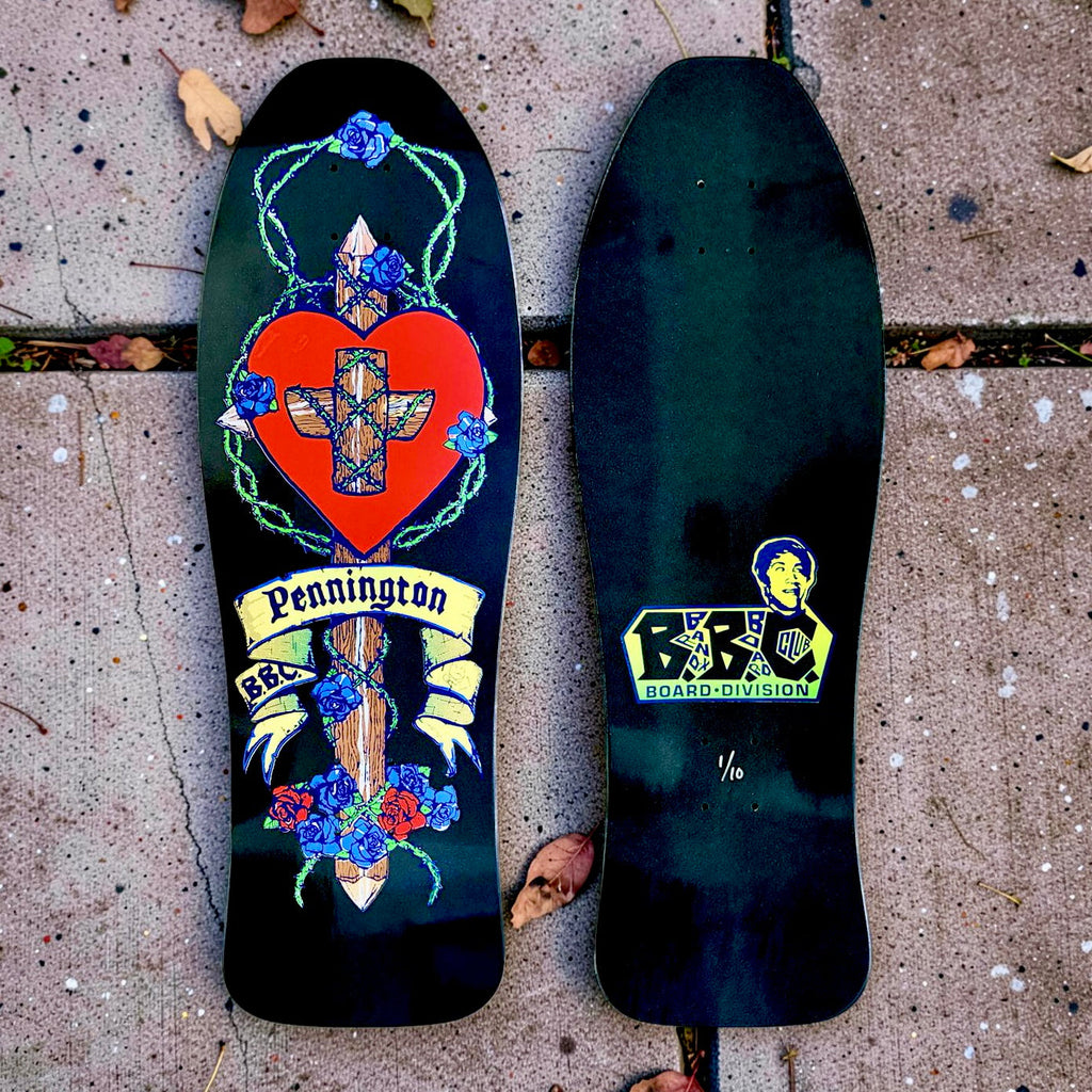 Bryan Pennington BBC GLOW-IN-DARK Crucifix HAND-PAINTED, LIMITED-EDITION Deck 10.3" x30.5" (1 of 10)