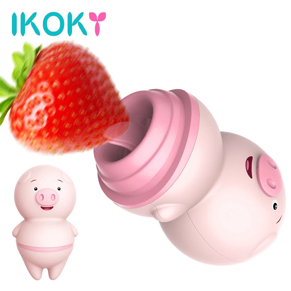 Cute Pig Tongue Licking Vibrator Vagina Clitoris Stimulator 6 Modes Nipple Massager Sex Toys
