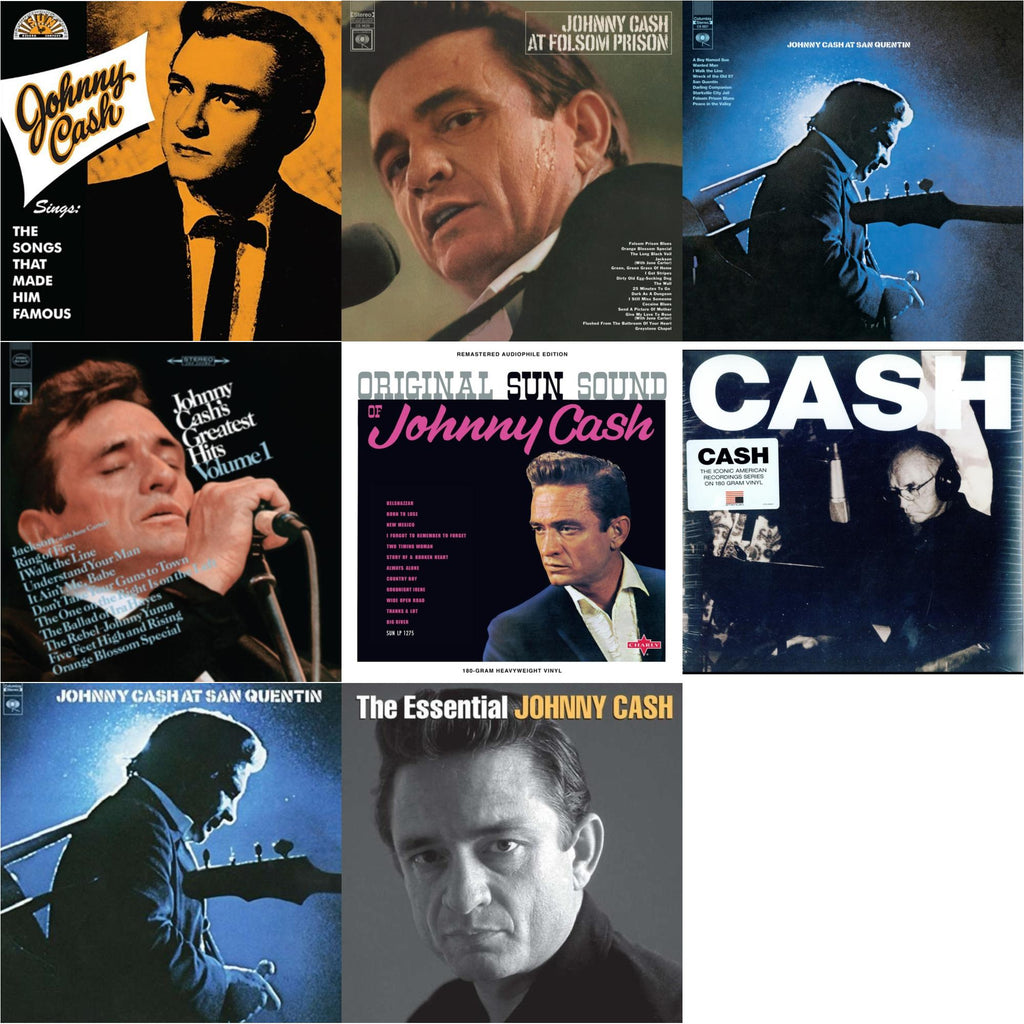 Sings The Songs That Made Him Famous (Remastered 2023) (Tangerine LP Vinyl) & At Folsom Prison & At San Quentin & Greatest Hits, Volume 1 & Original Sun Sound Of Johnny Cash & American V: A Hundered Ways & At San Quentin & Essential Johnny Cash