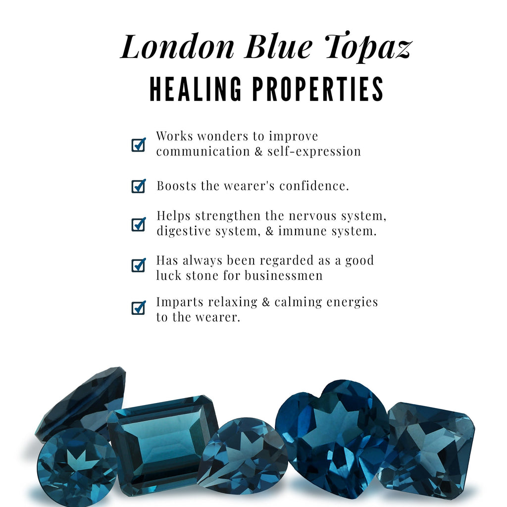 Round London Blue Topaz and Lab Diamond Two Stone Promise Ring For Her