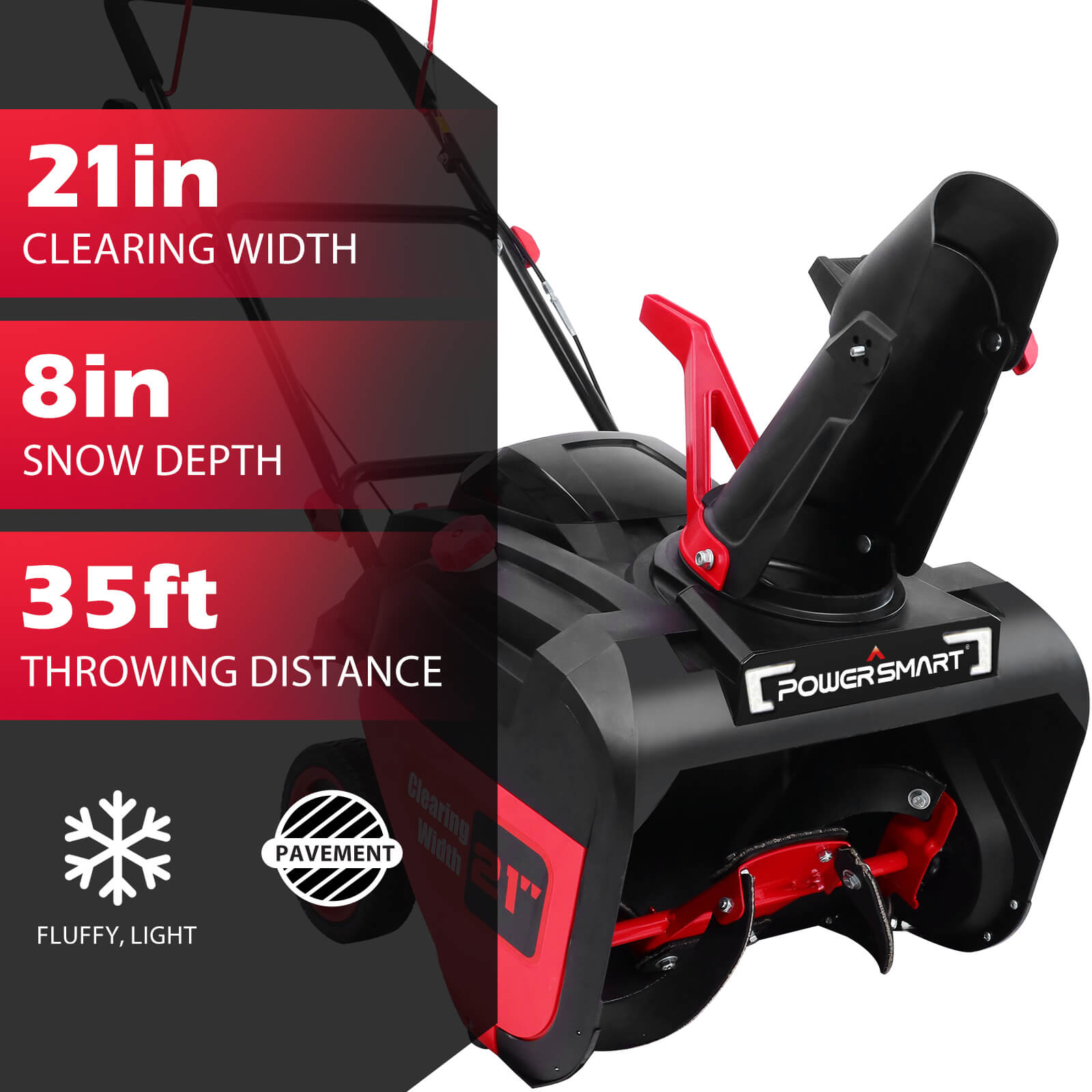 21'' 212cc Single Stage Gas Snow Blower w/ Electric Start w/ LED light MB7006B