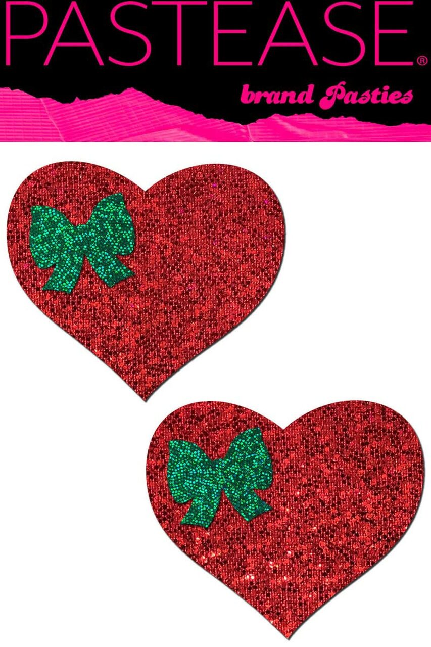 Red Glitter Heart with Bow Pasties - Andersen Mercantile