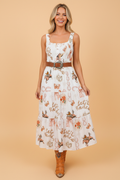 Western Horseshoe Smocked Sleeveless Midi Dress - Andersen Mercantile