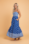 Stripe Polka Dot Patchwork High Waist Maxi Dress - Andersen Mercantile