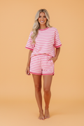 Stripe Contrast Trim Top & Loose Shorts Set - Andersen Mercantile