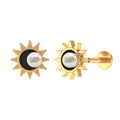Freshwater Pearl Solitaire Celestial Earring with Enamel