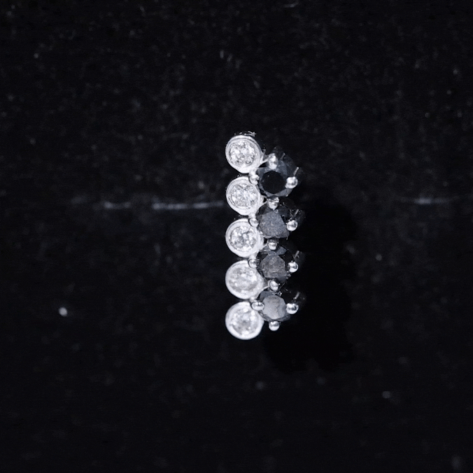 Minimal Black Onyx and Diamond Bar Cartilage Earring