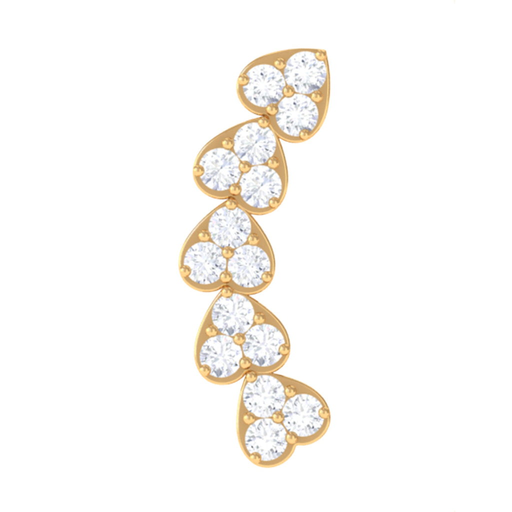 Certified Moissanite Heart Curved Crawler Earring