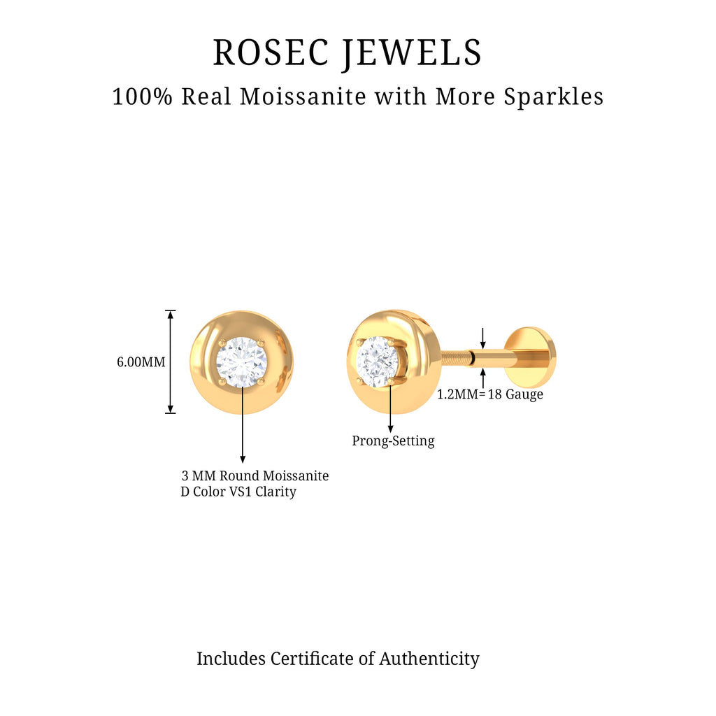 Solitaire Moissanite Circle Cartilage Earring