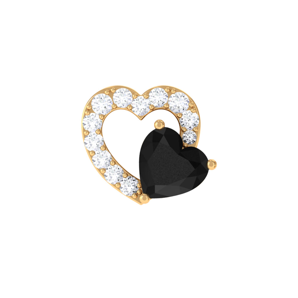 Black Onyx and Lab Grown Diamond Heart Helix Earring